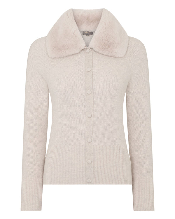 Women's Honeycomb Fur Trim Cashmere Cardigan 9