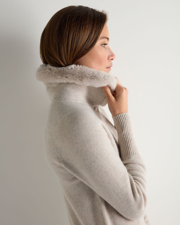 Women's Honeycomb Fur Trim Cashmere Cardigan 5