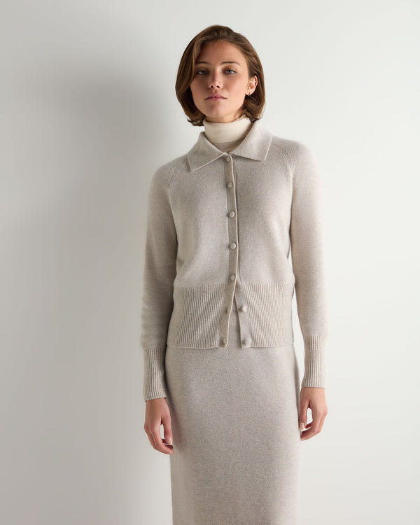 Women's Honeycomb Fur Trim Cashmere Cardigan 6