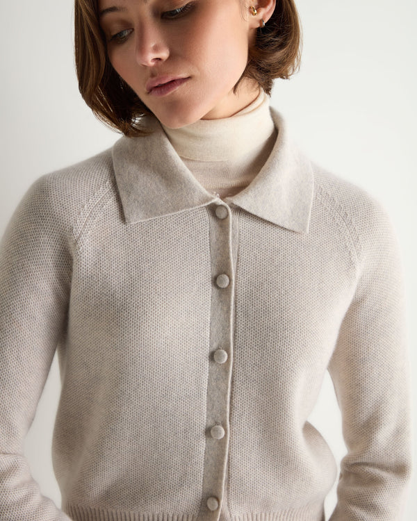 Women's Honeycomb Fur Trim Cashmere Cardigan 8