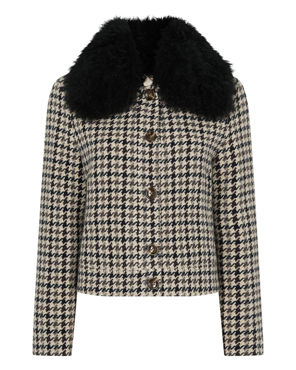 Women's Icon Dogtooth City Jacket With Fur Collar 8
