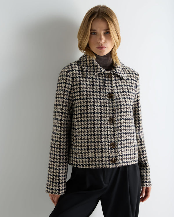 Women's Icon Dogtooth City Jacket With Fur Collar 6