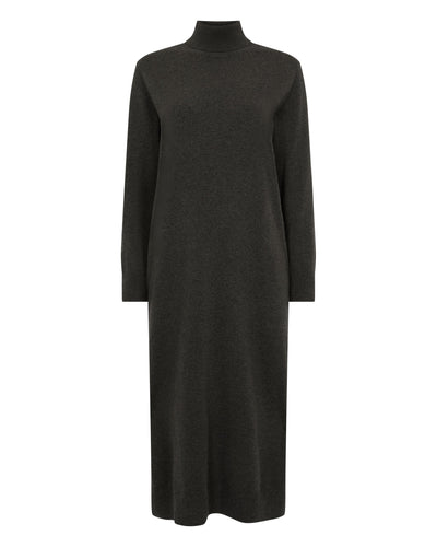 N.Peal Women's Roll Neck Cashmere Jumper Dress Grey Moss