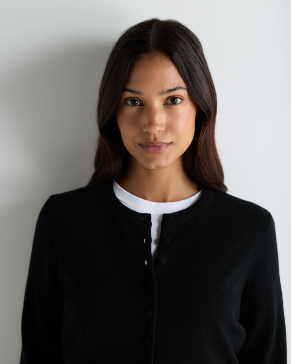 Women's Covered Button Cashmere Cardigan 5