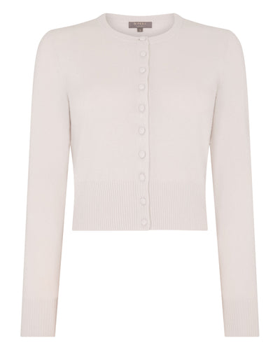 N.Peal Women's Covered Button Cashmere Cardigan Snow Grey