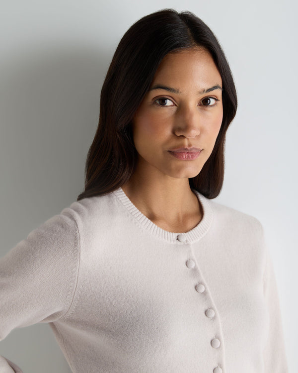 Women's Covered Button Cashmere Cardigan 5