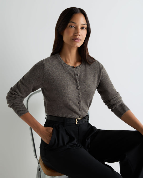 Women's Covered Button Cashmere Cardigan 1