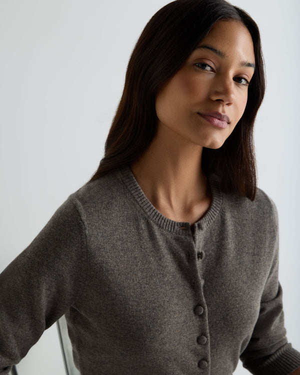 Women's Covered Button Cashmere Cardigan 5