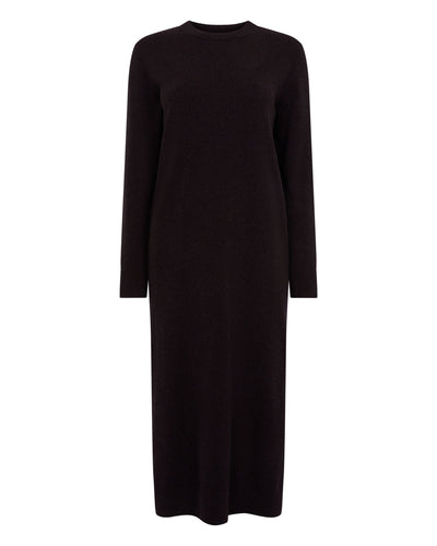 N.Peal Women's Round Neck Cashmere Jumper Dress Cocoa Brown