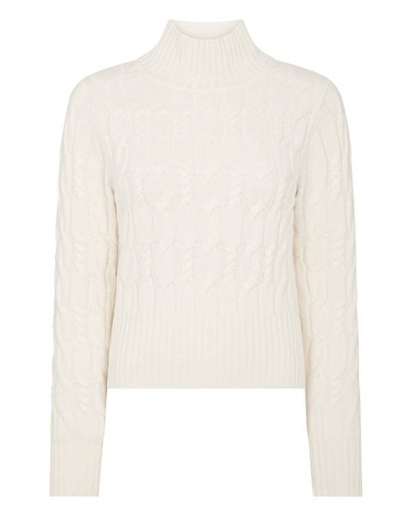 Women's Cable Knit Funnel Neck Cashmere Jumper 2
