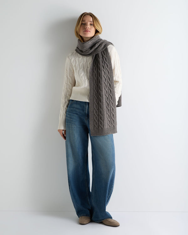 Women's Cable Knit Funnel Neck Cashmere Jumper 3
