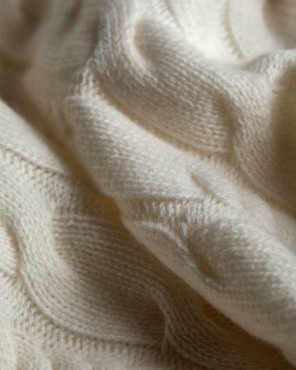 Women's Cable Knit Funnel Neck Cashmere Jumper 6