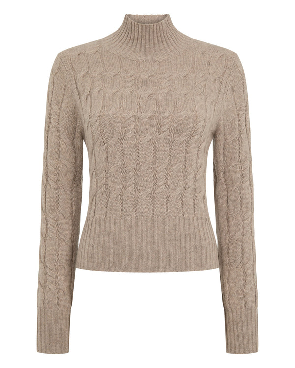Women's Cable Knit Funnel Neck Cashmere Jumper 2