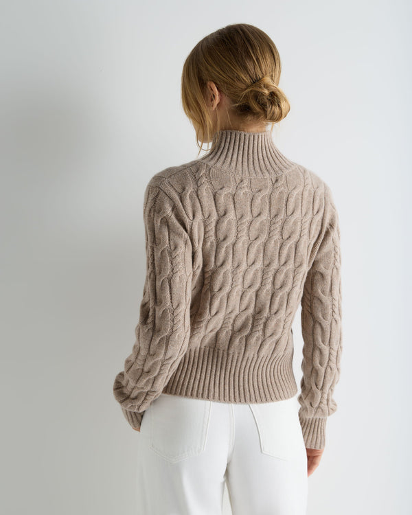 Women's Cable Knit Funnel Neck Cashmere Jumper 4