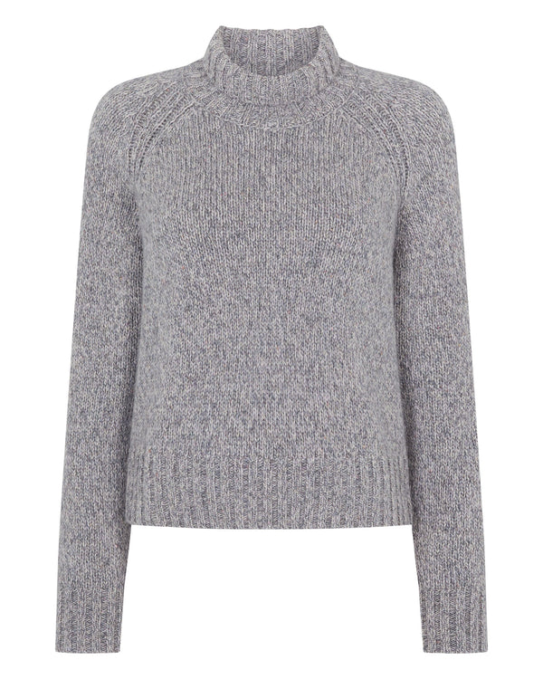 Women's Funnel Neck Melange Cashmere Jumper With Lurex 2