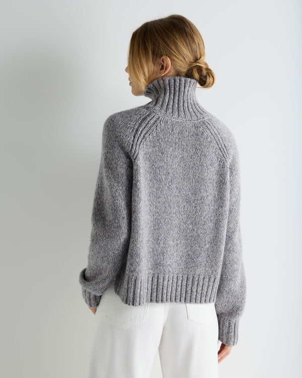 Women's Funnel Neck Melange Cashmere Jumper With Lurex 4