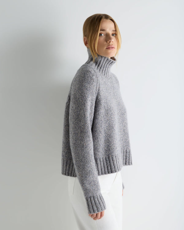 Women's Funnel Neck Melange Cashmere Jumper With Lurex 6