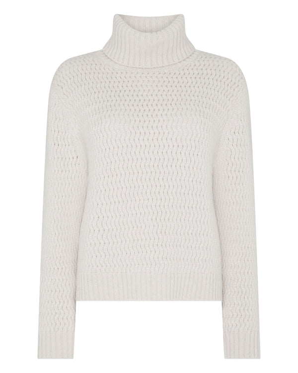 Women's Cashmere Chevron Roll Neck Cashmere Jumper With Lurex 2