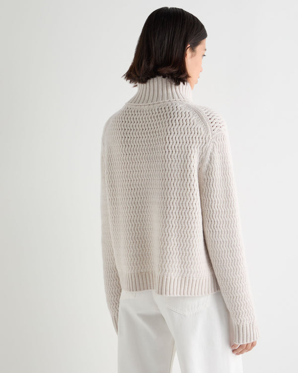 Women's Cashmere Chevron Roll Neck Cashmere Jumper With Lurex 4
