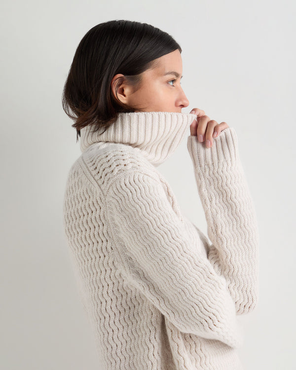 Women's Cashmere Chevron Roll Neck Cashmere Jumper With Lurex 7