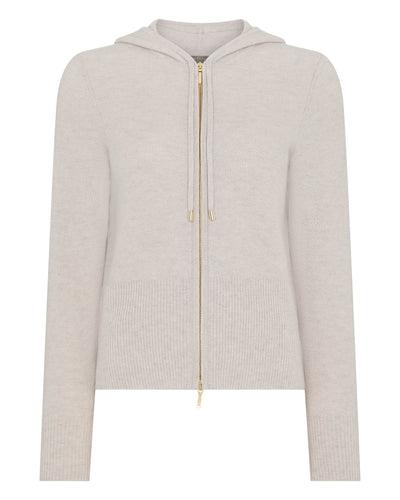 N.Peal Women's Honeycomb Zipper Cashmere Hoodie Pebble Grey