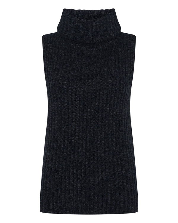 Women's Ribbed Sleeveless Turtle Neck Cashmere Jumper 2