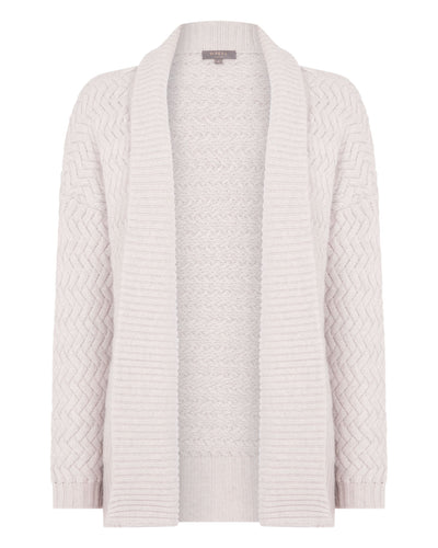 N.Peal Women's Heirloom Basketweave Cashmere Cardigan Snow Grey