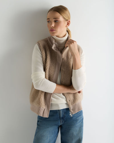 N.Peal Women's Cashmere Shearling Gilet Cashew Brown