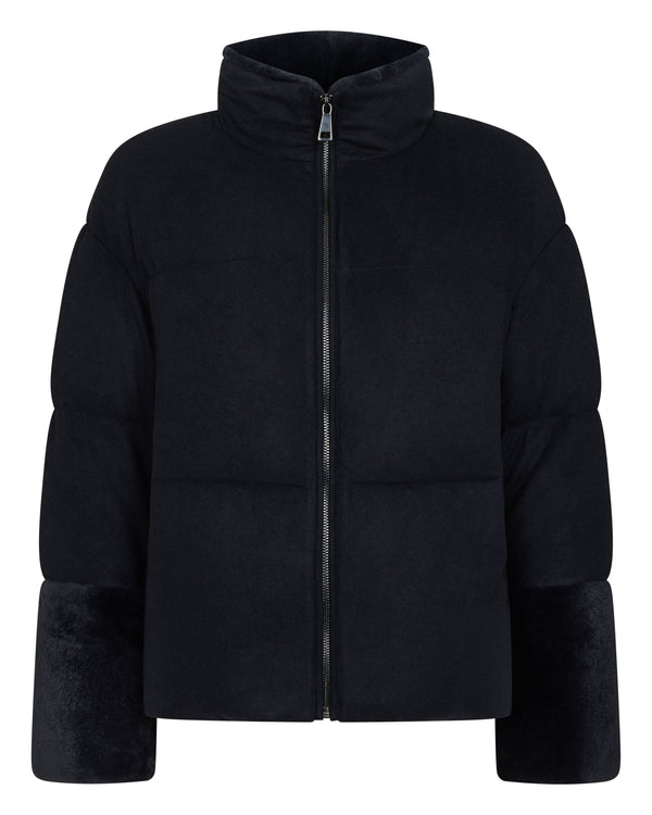 Women's Fur Cuff Padded Cashmere Jacket 1