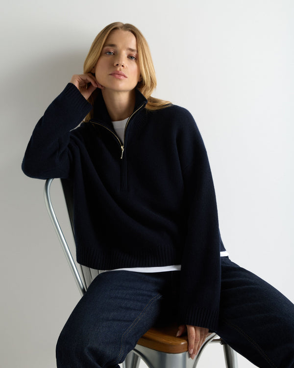 Women's Honeycomb Quarter-Zip Cashmere Jumper 1
