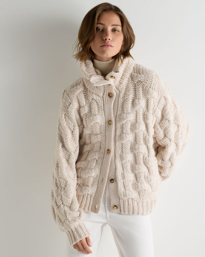 N.Peal Women's Hero Button Cashmere Jumper Ecru White