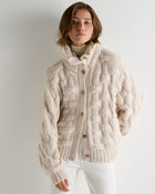 Women's Hero Button Cashmere Jumper Ecru White