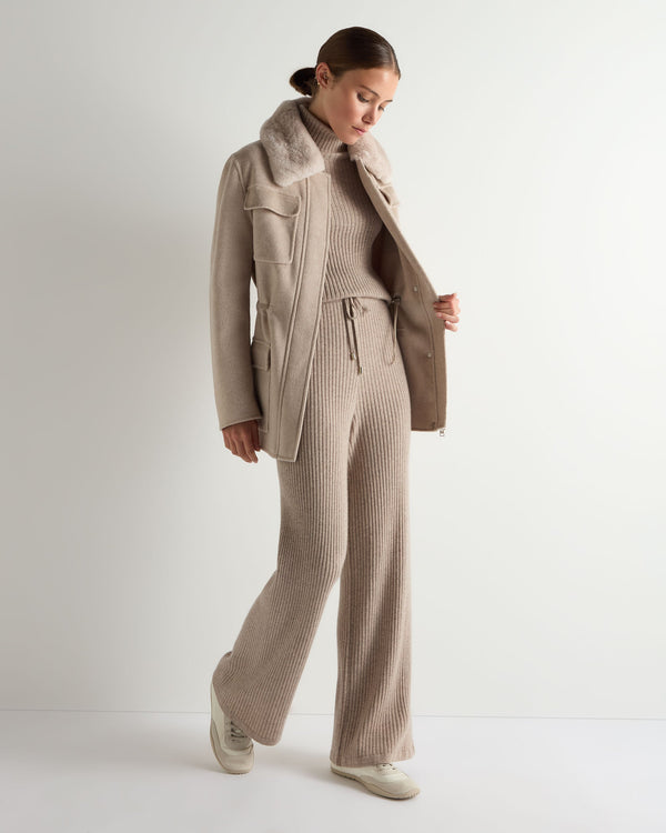 Women's Ribbed Wide Leg Cashmere Trousers 3