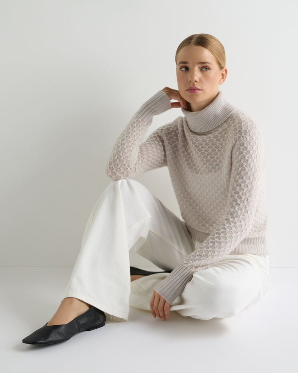 Women's Fairisle Cashmere Roll Neck Cashmere Jumper With Lurex 1