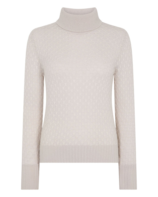 Women's Fairisle Cashmere Roll Neck Cashmere Jumper With Lurex 2