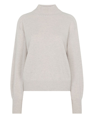 N.Peal Women's Funnel Neck Cashmere Jumper Pebble Grey
