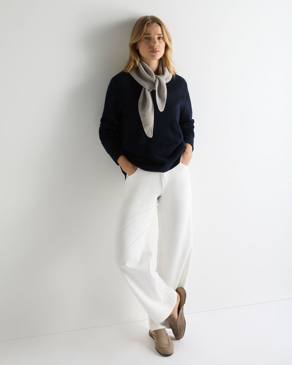 N.Peal Women's Cashmere Crew Neck Jumper Navy Blue