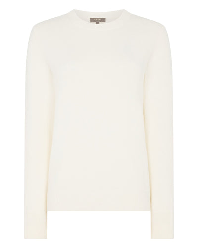 N.Peal Women's Cashmere Crew Neck Jumper New Ivory White
