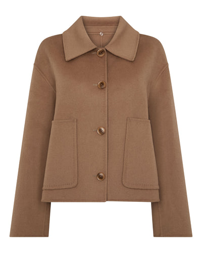 N.Peal Women's Shearling Collar Jacket Camel Brown
