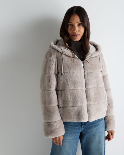 N.Peal Women's Microfibre Fur Jacket Silver Grey