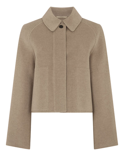 N.Peal Women's Wool Silk Blend Jacket Dark Beige Brown