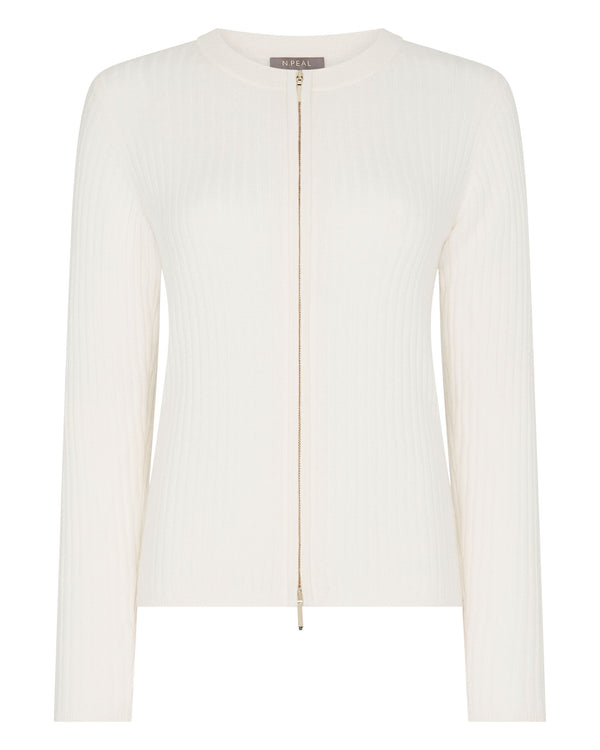 Women's Ribbed Full Zip Cashmere Jumper 2