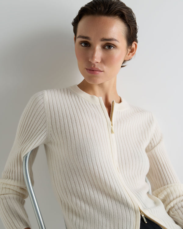 Women's Ribbed Full Zip Cashmere Jumper 5