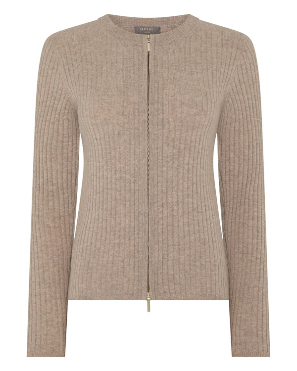 Women's Ribbed Full Zip Cashmere Jumper 2