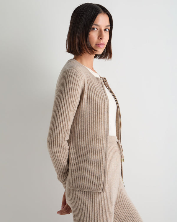 Women's Ribbed Full Zip Cashmere Jumper 5