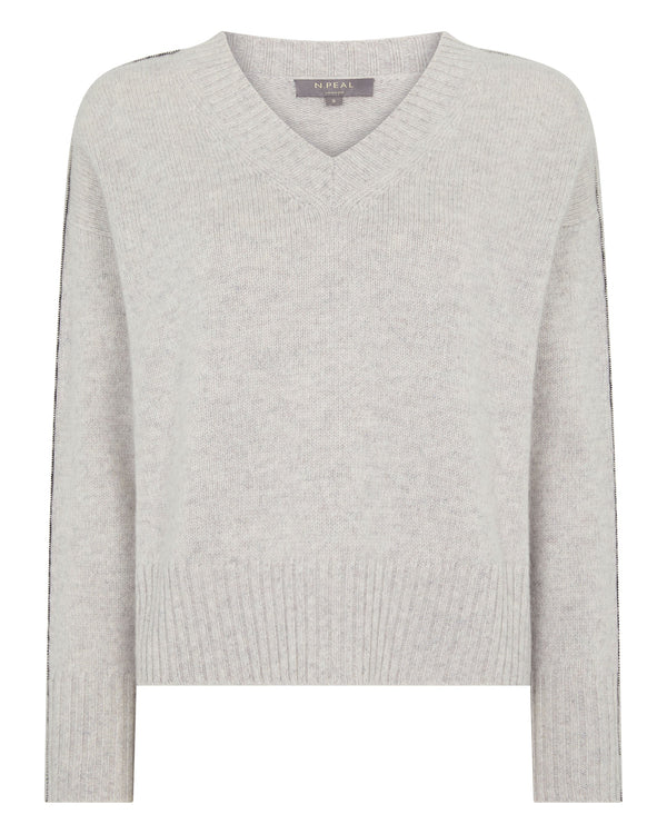 Women's Metal Trim V Neck Cashmere Jumper 2