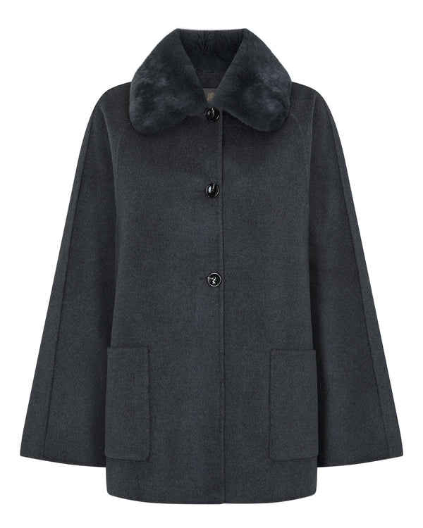 Women's Fur Collar Woven Cape 9