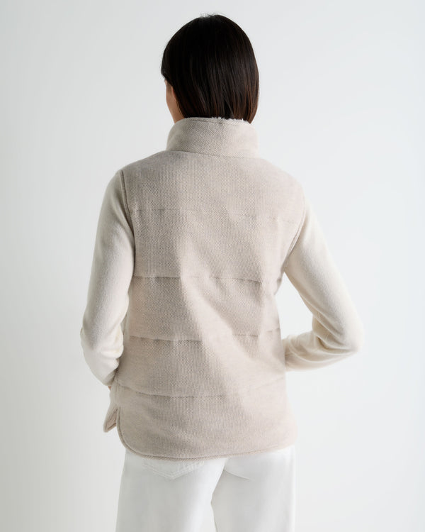 Women's Honeycomb Cashmere Gilet With Fur Trim 4