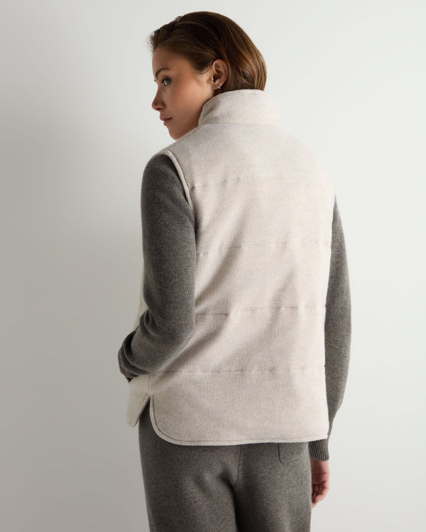 Women's Honeycomb Cashmere Gilet With Fur Trim 4