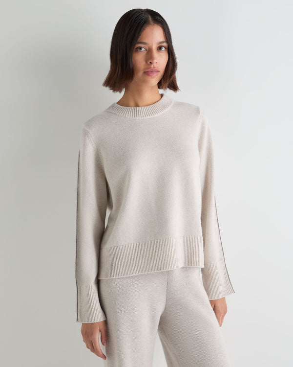 Women's Metal Trim Round Neck Cashmere Jumper 1